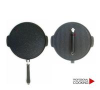 Piastra doppia bistecchiera antiaderente effetto pietra liscia e rigata