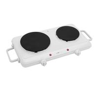 Piastra doppia Clatronic | campeggio, cucina, ufficio | 2 piastre Ø circa 180 mm e 150 mm | piastra con 2 termostati stepless e 2 spie luminose | verniciatura resistente al calore | DKP 3583 bianco