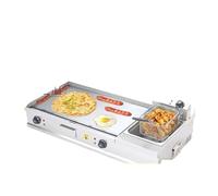 Piastra elettrica commerciale con friggitrice griglia superiore piatta for cottura al chiuso griglia for condimenti superficie antiaderente for ristoranti bar colazione(Large)