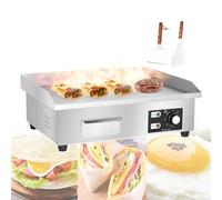 Piastra elettrica commerciale | Piastra elettrica con piastra superiore piatta, deflettore rialzato e contenitore per l'olio | Piastra per grigliare hamburger e pancetta per riunioni di famiglia, 1