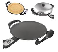 Piastra Elettrica da 18,5" per Injera Etiope, Crepe, Lefse, Mogogo, Mitad, Pancake di Teff con Temperatura e Tempo Regolabili, Schermo Digitale, Superficie Non Impilabile 40cm