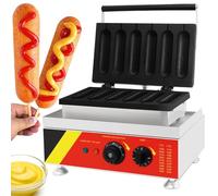 Piastra elettrica for waffle commerciale a 6 spiedini for hot dog e bastoncini di mais con impugnatura Cool-Touch e piastre antiaderenti macchina for pancake e snack(220V)