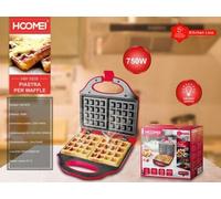 PIASTRA ELETTRICA PER WAFFLE 750W HOOMEI ANTIADERENTE MACCHINA DOLCI CASA
