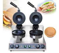 Piastra elettrica per waffle commerciale per hamburger, rivestimento antiaderente, timer da 5 minuti, riscaldamento su entrambi i lati, controllo della temperatura 50-300 °C, doppia testa per una co