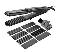 Piastra Frisè Capelli-Onde a zigzag, Rivestimento Protettivo 4X: Ceramica, Tormalina, Ionico e antistatico, Sostituibile Arricciacapelli per Mais Caldo,Temperatura Regolabile per Capelli Lisci