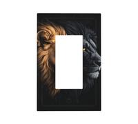 Piastra frontale per interruttore della luce a due leoni, colore nero e oro, copertura a bilanciere singolo, 1 banda, decorazione per presa di corrente per casa, cucina, camera da letto, bagno