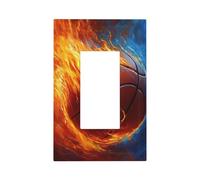 Piastra frontale per interruttore della luce astratta a tema basket nel fuoco, copertura per piastra frontale a bilanciere singolo, 1 banda, decorazione per presa di corrente per casa, cucina, camera