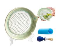 Piastra grattugia in ceramica, 4 pezzi, utensile da cucina manuale in | Piatto grattugia aglio con supporto per cipolle, formaggio, noce moscata, spezie, scorza di limone e zenzero