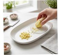 Piastra grattugia in ceramica - Macinino manuale efficiente per frutta, verdura e altro, piastra grattugia per aglio bianco liscio con base antiscivolo per alimenti per bambini, quadrata, ceramica, a