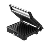 PIASTRA GRILL ELETTRICA AENO EG2, 2000 W, Potenza 2000 W, Contenitore olio antiaderente, Argento, Nero