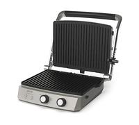 PIASTRA GRILL ELETTRICA IMETEC Griglia&Gusta, 2000 W, Potenza 2000 W, altezza regolabile, Piastre asportabili, Compatibile per lavastoviglie, Grigio, Argento