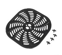 Piastra grill per friggitrice ad aria con divisorio per pasti croccanti e filetti di pesce succosi in ferro con rivestimento antiaderente per superficie e paraurti in gomma, nero, 21 cm