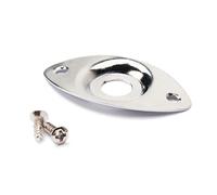Piastra Gt18 Ovale Jack Incassata per Chitarra Elettrica e Basso | Ferro e Rame Placcati, Finitura Argento Lucida, con Viti di Montaggio, Sostituzione del Vecchio Jack