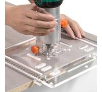 Piastra guida di taglio in acrilico per attacco di base per sega circolare, spessore 8 mm, trasparente, invertita con scala millimetrica, compatibile con sega elettrica al litio da 10-15 cm (A)