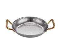 Piastra in acciaio inossidabile Padella wok cinese piccola padella per cucinare la pasta Padella in metallo Pentola doppia orecchio padella con coperchio Wok in metallo fondo rotondo pentola singola