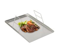 Piastra in acciaio inox, griglia plancha, universale, per pancake, uova fritte, patate fritte, bistecca, pollo (49 x 32,5 cm)