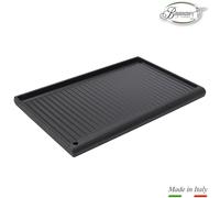 Piastra in ghisa barbecue bistecchiera ghisa doppia rigata e liscia 59,5 X 38