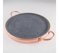 Piastra in pietra ollare Vulcanica da 29 cm con bordatura in rame ideale per cotture a fuoco lento e mantenimento del calore rame