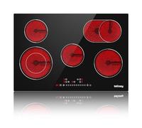 Piastra in vetroceramica 5 zone, Piano cottura vetroceramica 8600W, 9 livelli di potenza, timer, sensore tattile, 77 cm