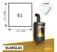 Piastra Ingresso Camino 110x110 cm ESG Vetro Trasparente Protezione Fuoco E1