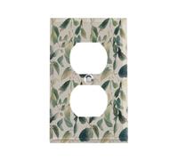 Piastra interruttore con foglie di eucalipto verde salvia durevole in acciaio inossidabile coperture elettriche infrangibili bordo moderno duplex decorativo piastre da parete per camera da letto