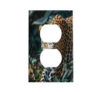 Piastra interruttore con stampa leopardata animali della giungla africana in acciaio inox resistente, copertura per prese elettriche infrangibili con bordo moderno, piatti decorativi duplex da parete