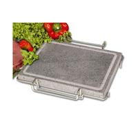 Piastra Lavica Rettangolare Convivio 21x29 cm con Stand Acciaio Inox - Ilsa