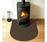 Piastra parascintille ad arco rotondo per stufa, 110 x 85 x 0,1 cm, marrone | Base ignifuga per stufa a legna, nucleo in fibra di vetro, protegge pavimento e tappeti, facile da pulire