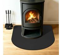 Piastra parascintille ad arco rotondo per stufa, 80 x 70 x 0,1 cm, nero | Base ignifuga per stufa a legna, nucleo in fibra di vetro, protegge pavimento e tappeti, facile da pulire