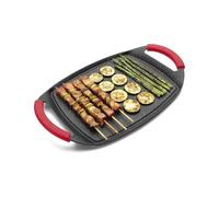 Piastra per Arrosto in Pietra, Bistecchiera Antiaderente 46 cm, Piastra Grill e Griglia per Carne, Cucina, Padella in Pietra Vulcanica con Rivestimento Antiaderente