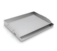 Piastra per barbecue in acciaio inox, 43,2 x 33 cm, resistente, 2 mm, con manici, per griglie a gas e carbone, universale, per esterni, dimensioni medie