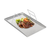 Piastra per barbecue in acciaio inox Plancha, piastra teppanyaki con 2 manici, spessore 4 mm, piastra per barbecue a gas e barbecue a carbone (45 x 30 cm)