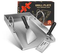 Piastra per barbecue Plancha, regalo per uomini e donne, con 2 spatole per, spessore 4 mm, in acciaio inox, con manici rimovibili, per barbecue a gas e barbecue a carbonella, 40 x 30 x 4 cm