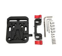 Piastra per batteria con blocco V Mount e morsetto per asta da 15 mm, adattatore splitter per alimentazione con blocco V per fotocamere DSLR e videocamere, rilascio a chiave singol