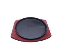 Piastra per bistecca in ferro Padella for arrosti in ghisa, antiaderente, for e fritture, con base in legno, for pentole, griglia teglia da forno(20x H1.5cm)