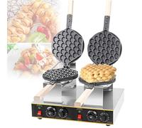 Piastra per Bubble Waffle Maker Elettrica Ferro Egg Waffle Maker,Macchina Elettrica per Waffle Antiaderente con Rotazione di 180° per Uso Domestico o Commerciale,Double Head