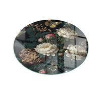 Piastra per Camino di Vetro Temperato ⌀ 100 cm Protezione del Pavimento dal Calore Resistente a Scintille e Graffi Design Elegante e Sicuro Premium - Motivo floreale con farfalle