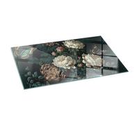 Piastra per Camino di Vetro Temperato 100x50 cm Protezione del Pavimento dal Calore Resistente a Scintille e Graffi Design Elegante e Sicuro Premium - Motivo floreale con farfalle