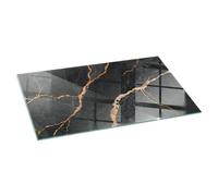 Piastra per Camino di Vetro Temperato 120x60 cm Resistente a Scintille e Graffi Protezione del Pavimento dal Calore Premium Design Elegante e Sicuro - Marmo elegante con venature