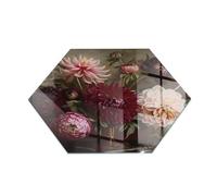 Piastra per Camino di Vetro Temperato 40 cm Resistente a Scintille e Graffi Premium Design Elegante e Sicuro Protezione del Pavimento dal Calore - Bouquet di fiori in dettaglio