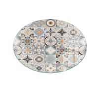 Piastra per Camino di Vetro Temperato ⌀ 80 cm Protezione del Pavimento dal Calore Premium Resistente a Scintille e Graffi Design Elegante e Sicuro - Motivi a mosaico nelle piastrelle