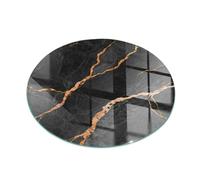 Piastra per Camino di Vetro Temperato ⌀ 80 cm Resistente a Scintille e Graffi Protezione del Pavimento dal Calore Premium Design Elegante e Sicuro - Marmo elegante con venature