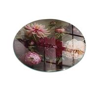 Piastra per Camino di Vetro Temperato ⌀ 90 cm Resistente a Scintille e Graffi Premium Design Elegante e Sicuro Protezione del Pavimento dal Calore - Bouquet di fiori in dettaglio