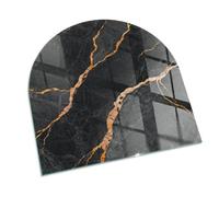 Piastra per camino e stufa 100x100 cm Arco Resistente a Scintille Resistente alle Alte Temperature di Vetro Temperato Protezione del Pavimento Design Elegante - Marmo elegante con venature