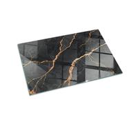 Piastra per camino e stufa 100x70 cm cm Rotonda Resistente a Scintille Resistente alle Alte Temperature di Vetro Temperato Protezione del Pavimento Design Elegante - Marmo elegante con venature