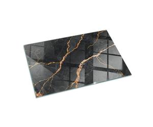 Piastra per camino e stufa 100x70 cm cm Rotonda Resistente a Scintille Resistente alle Alte Temperature di Vetro Temperato Protezione del Pavimento Design Elegante - Marmo elegante con venature