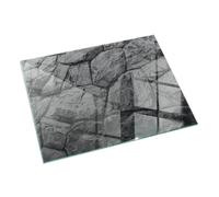 Piastra per camino e stufa 120x80 cm cm Resistente alle Alte Temperature Protezione del Pavimento Design Elegante Rotonda Resistente a Scintille di Vetro Temperato - Modello in pietra naturale