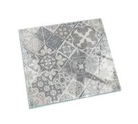 Piastra per camino e stufa 50x50 cm Protezione del Pavimento di Vetro Temperato Quadrato Resistente a Scintille Design Elegante Resistente alle Alte Temperature - Motivo decorativo a mosaico