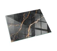 Piastra per camino e stufa 60x40cm Rettangolare Resistente a Scintille Resistente alle Alte Temperature di Vetro Temperato Protezione del Pavimento Design Elegante - Marmo elegante con venature