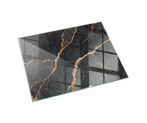 Piastra per camino e stufa 60x40cm Rettangolare Resistente a Scintille Resistente alle Alte Temperature di Vetro Temperato Protezione del Pavimento Design Elegante - Marmo elegante con venature